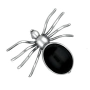 Sterling Silver Whitby Jet Large Spider Brooch. M254.