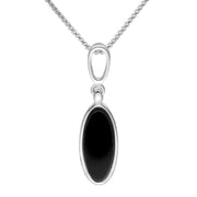 Sterling Silver Whitby Jet Long Oval Necklace, P2349.