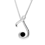 Sterling Silver Whitby Jet Love Letters Initial J Necklace