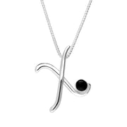 Sterling Silver Whitby Jet Love Letters Initial X Necklace P3471C