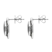 Sterling Silver Whitby Jet Marcasite Abstract Marqusie Stud Earrings, E1695. 
