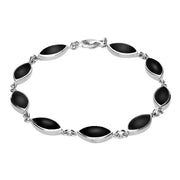 Sterling Silver Whitby Jet Marquise Four Piece Set. S010 