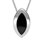 Sterling Silver Whitby Jet Marquise Two Piece Set S045 necklace