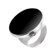 Sterling Silver Whitby Jet Medium Round Stone Ring R610