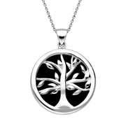Sterling Silver Whitby Jet Medium Round Tree of Life Necklace P3441