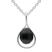 Sterling Silver Whitby Jet Open Pear Twist Necklace P2842