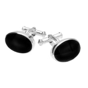 Sterling Silver Whitby Jet Oval Cushion Cufflinks CL127