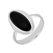 Sterling Silver Whitby Jet Oval Ring R922
