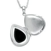 Sterling Silver Whitby Jet Pear Rope Edge Locket