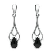 Sterling Silver Whitby Jet Pear Shaped Spoon Necklace and Earring Set S050 earrings