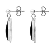 Sterling Silver Whitby Jet Ribbed Oval Drop Earrings E205