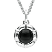 Sterling Silver Whitby Jet Ridged Round Necklace P2611