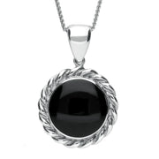 Sterling Silver Whitby Jet Rope Twist Pendant. P249. 