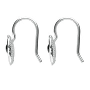 Sterling Silver Whitby Jet Rose Hook Earrings. E1916.