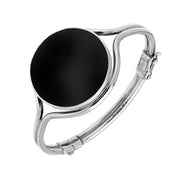 Sterling Silver Whitby Jet Round Hinged Bangle B817
