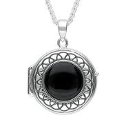 Sterling Silver Whitby Jet Round Locket Necklace P2608