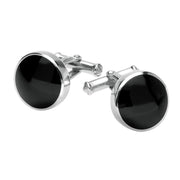 Sterling Silver Whitby Jet Round Shape Cufflinks CL004