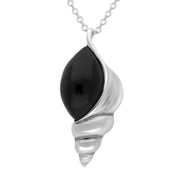 Sterling Silver Whitby Jet Shell Necklace. P3161.