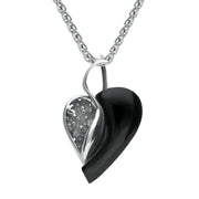 Sterling Silver Whitby Jet Small Heart Swirl Necklace P2485 