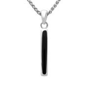 Sterling Silver Whitby Jet Small Slim Oblong Necklace. P939
