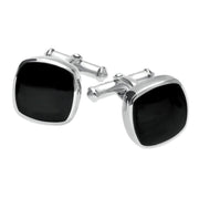 Sterling Silver Whitby Jet Square Cushion Cufflinks CL128