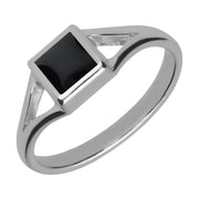 Sterling Silver Whitby Jet Square Four Piece Set. S008 