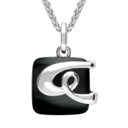 Sterling Silver Whitby Jet Square Knot Necklace P2605