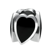 Sterling Silver Whitby Jet Stretched Hearts Charm G510
