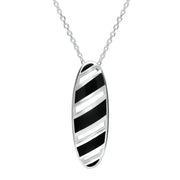 Sterling Silver Whitby Jet Striped Open Oval Necklace P1374