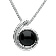 Sterling Silver Whitby Jet Swirl Round Necklace, P2347.