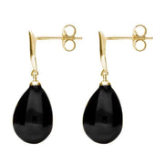 Sterling Silver Whitby Jet Tapered Top Pear Drop Stud Earrings E1487