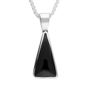 Sterling Silver Whitby Jet Triangle Drop Necklace and Earring Set S052