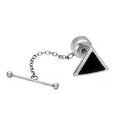 Sterling Silver Whitby Jet Triangle Tie Pin. CL094.