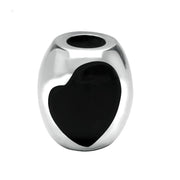 Sterling Silver Whitby Jet Two Stone Large Heart Charm G507