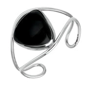 Sterling Silver Whitby Jet Unique Cuff Bangle. B792.