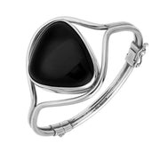 Sterling Silver Whitby Jet Unique Style Hinged Bangle B791