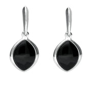 Sterling Silver Whitby Jet Wide Marquise Drop Earrings E1562