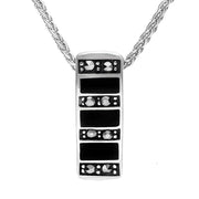 Sterling Silver Whitby Jet Marcasite Seven Row Small Oblong Necklace P1324