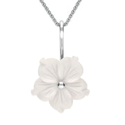 Sterling Silver White Agate Carnation Tuberose Necklace, P2854