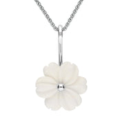 Sterling Silver White Agate Dahlia Tuberose Necklace, P2856
