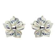 Sterling Silver White Mother of Pearl Tuberose Carnation Stud Earrings, E2162.