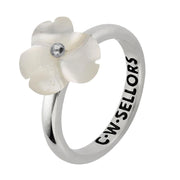 Sterling Silver White Mother of Pearl Tuberose Clover Ring, R999.