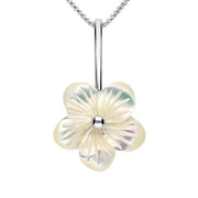 Sterling Silver White Mother of Pearl Tuberose Pansy Necklace, P2853.