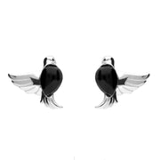 Sterling Silver Whitby Jet Bird Stud Earrings E2436