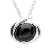 Sterling Silver Whitby Jet Oval Swirl Necklace P2848