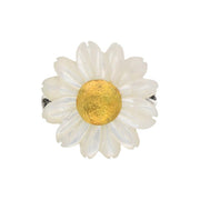 Sterling Silver and Yellow Gold White Mother Of Pearl Tuberose Daisy Ring, R993.