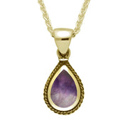 00031351 C W Sellors 9ct Yellow Gold Blue John Dinky Pear Drop Necklace, P049.