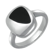 00006577 C W Sellors Sterling Silver Whitby Jet Freeform Oblong Shape Ring. R229