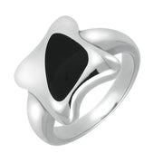 00006566 C W Sellors Sterling Silver Whitby Jet Freeform Star Shaped Ring, R226