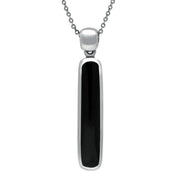 00044709 C W Sellors Sterling Silver Whitby Jet Long Oblong Necklace. P1021